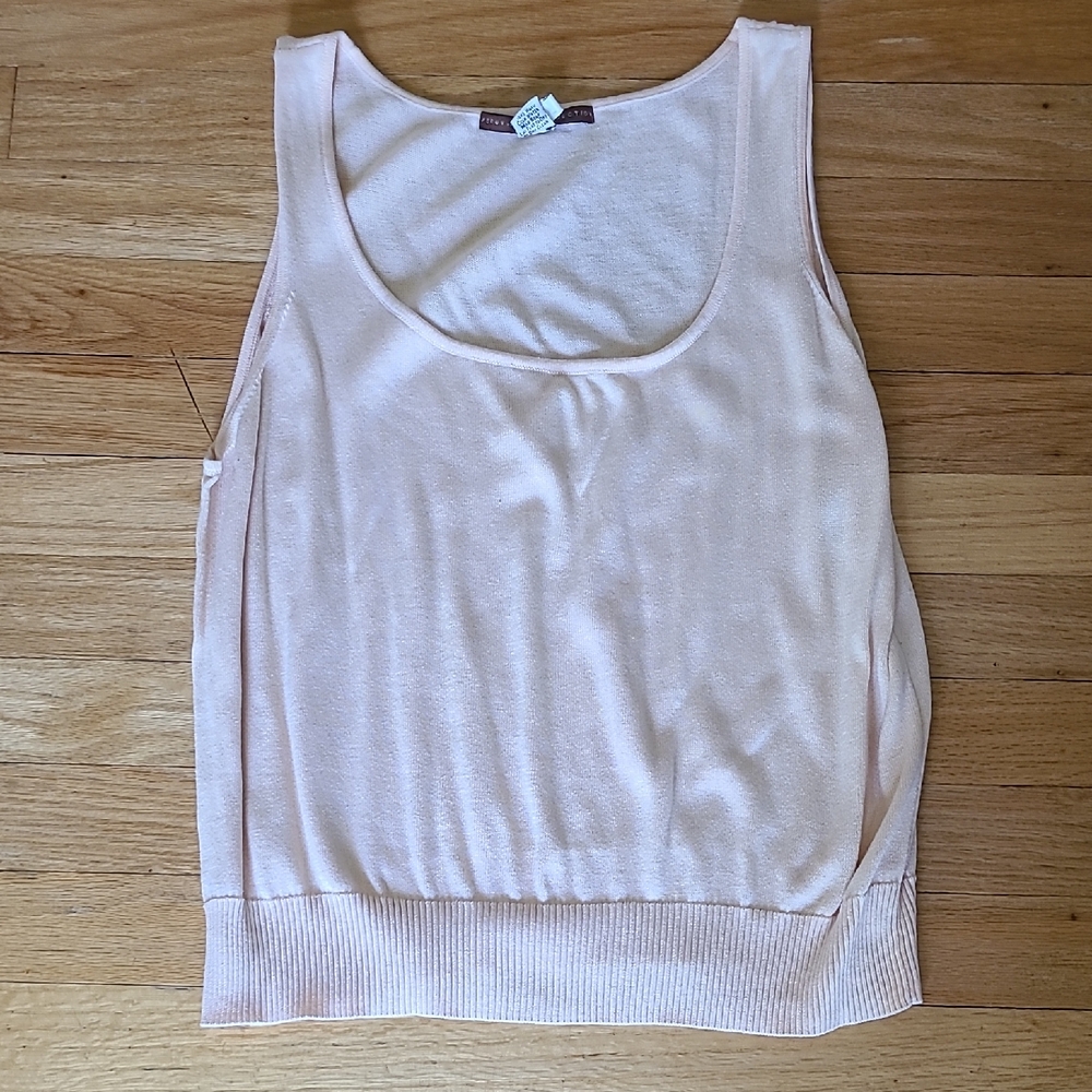 Peruvian Connection Blush Knit Tank Top L